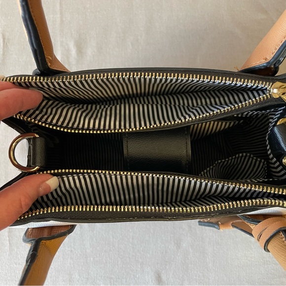 Christian Siriano Black and White Satchel with Tan Handles - Picture 10 of 13